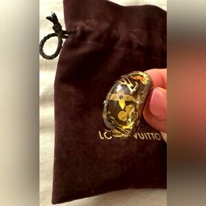 Louis Vuitton Clear Resin Ring with Gold Monogram Inlays